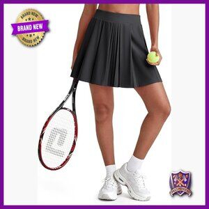 High Waisted Tennis Skort with Built-In Shorts and Pockets
